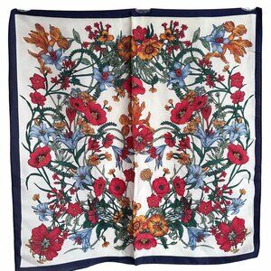 ❤️Luxury Elegant Bandana Square Silky Scarf Floral Red White Soft headband hijab